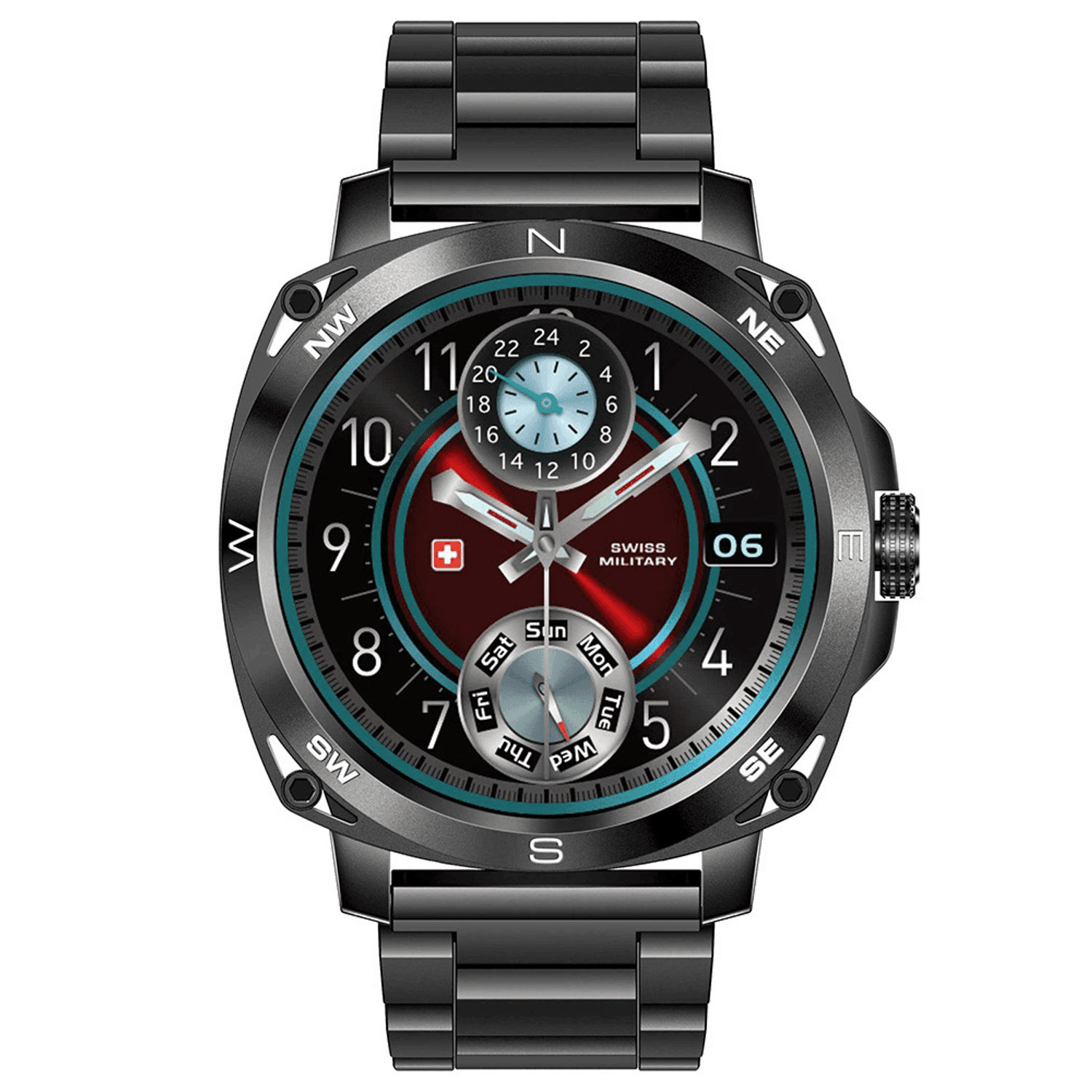 Swiss Military Dom AMOLED Smart Watch Frame Gun Metal Strap