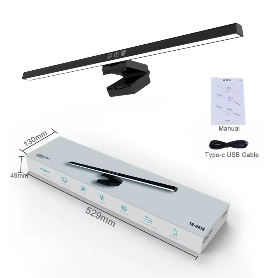 50cm LED Monitor Light Bar – Eye-Care Screen Lamp with Stepless Dimming & USB Power - مصباح شاشة 50 سم 50cm LED Monitor Light Bar – Eye-Care Screen Lamp with Stepless Dimming & USB Power - مصباح شاشة 50 سم