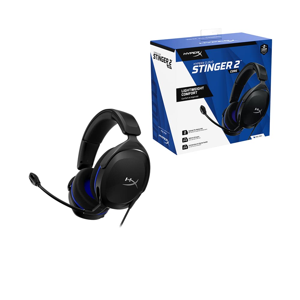 HyperX Cloud Stinger 2 Core Gaming Headset for PS5/PS4 (Wired 3.5mm, Lightweight, Swivel-to-Mute Mic) - Black - سماعة بلايستيشن