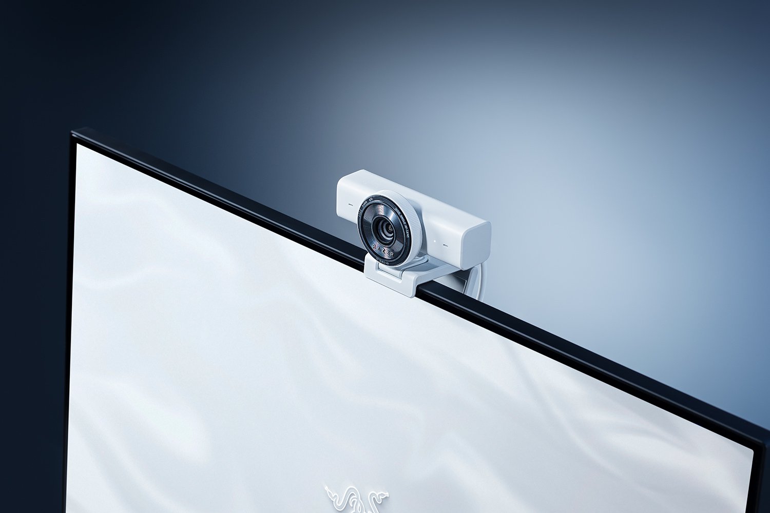 Razer Kiyo V2 X 2K (1440p) 60FPS Streaming Webcam Auto Focus - Built-in Microphone - Wide Angle Lense - Integrated Privacy Shutter - Works with OBS, Xsplit, Streamlabs, Discord, Zoom, Teams– White-كامرا ريزر