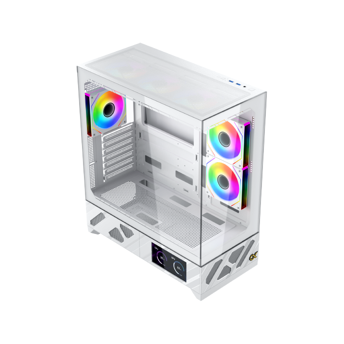 Xigmatek Alphard Pro ARTIC Case , ARGB FANS 6 Inch LCD for Fans Control - White -كيس أبيض مع شاشه