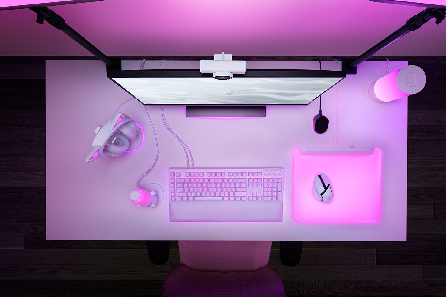 Razer Kiyo V2 X 2K (1440p) 60FPS Streaming Webcam Auto Focus - Built-in Microphone - Wide Angle Lense - Integrated Privacy Shutter - Works with OBS, Xsplit, Streamlabs, Discord, Zoom, Teams– White-كامرا ريزر