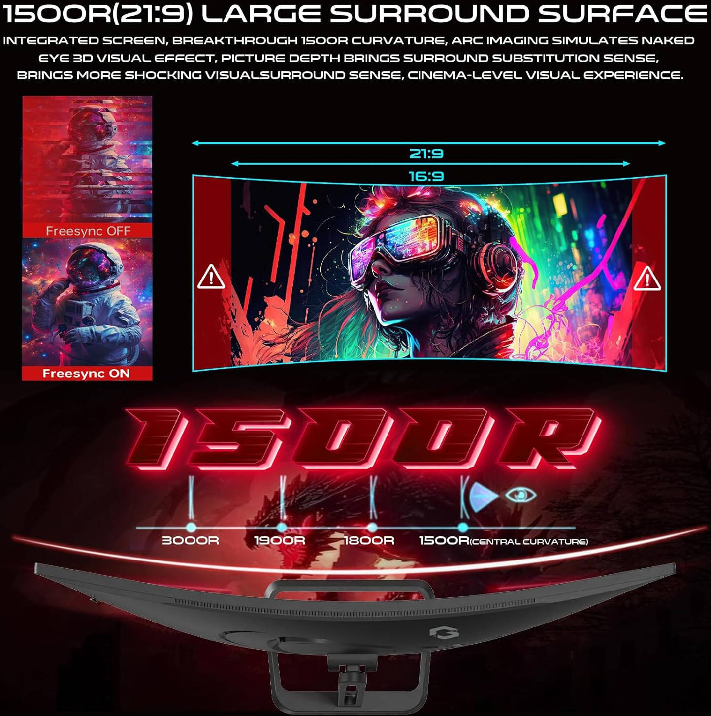 GAMEON GOC34WQHD100VA Curved Gaming Monitor 2K 100Hz34