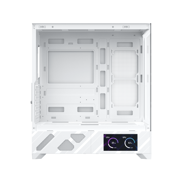 Xigmatek Alphard Pro ARTIC Case , ARGB FANS 6 Inch LCD for Fans Control - White -كيس أبيض مع شاشه