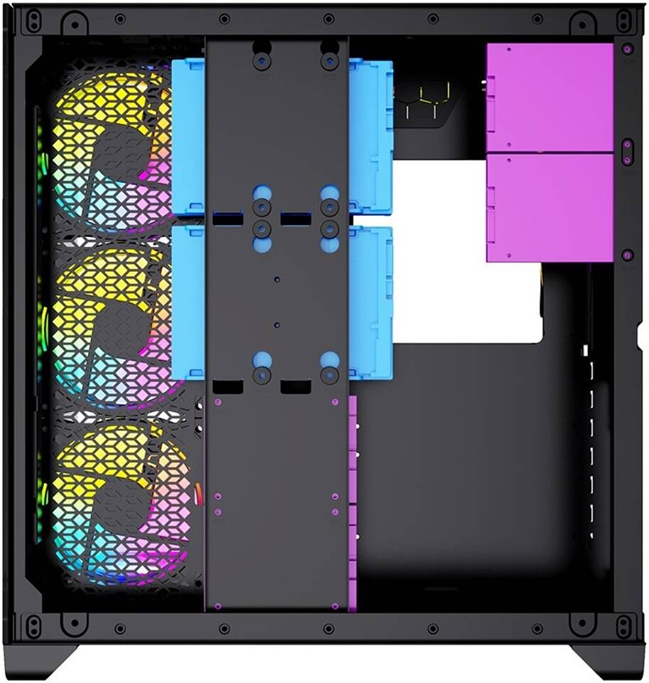 Twisted Minds Bullet-07 Mid Tempered Glass Mid Tower ATX Gaming PC Case, Pre Installed 4x 120mm ARGB Fans, Up to 360mm AIO, 3.5″ HDD* 2+2.5″ SSD* 2 Drive Support, USB 3.0+USB-C, - BLACK  - كيس اسود