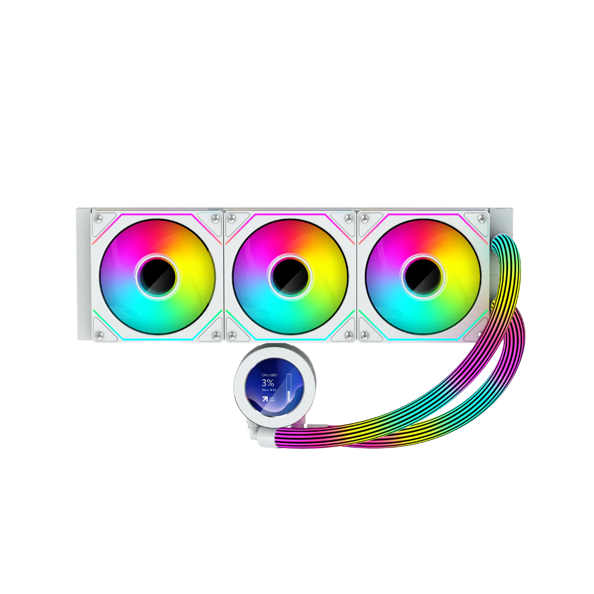 GAMEON KRAKEN N360 LCD Display Liquid CPU Cooler 360mm With ARGB Tube  White - مبرد مائي مع شاشه