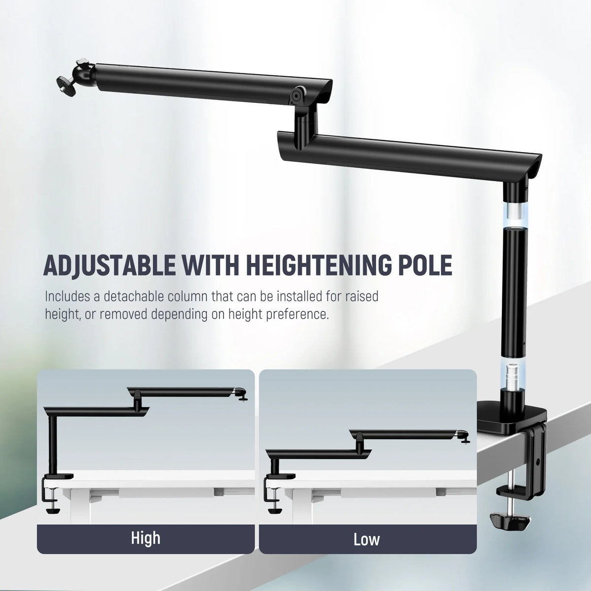 NEEWER MS007 Low Profile Damped Mic Boom Arm (Under-Monitor Design, 360° Ball Head, Cable Management, 1.5kg Load) - ستاند للمايك