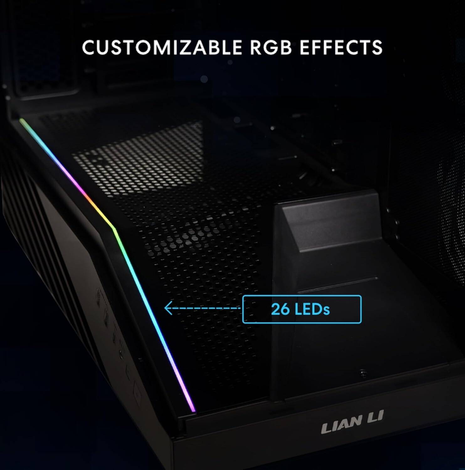 Lian Li Vector V100R Mini MicroATX Black Case, 360mm Radiator, Tempered Glass Black - كيس اسود