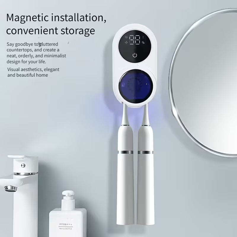 Dual Automatic Toothbrush Sterilizer Rechargeable UVC+UVA ABS Material - منظف فرشات اسنان