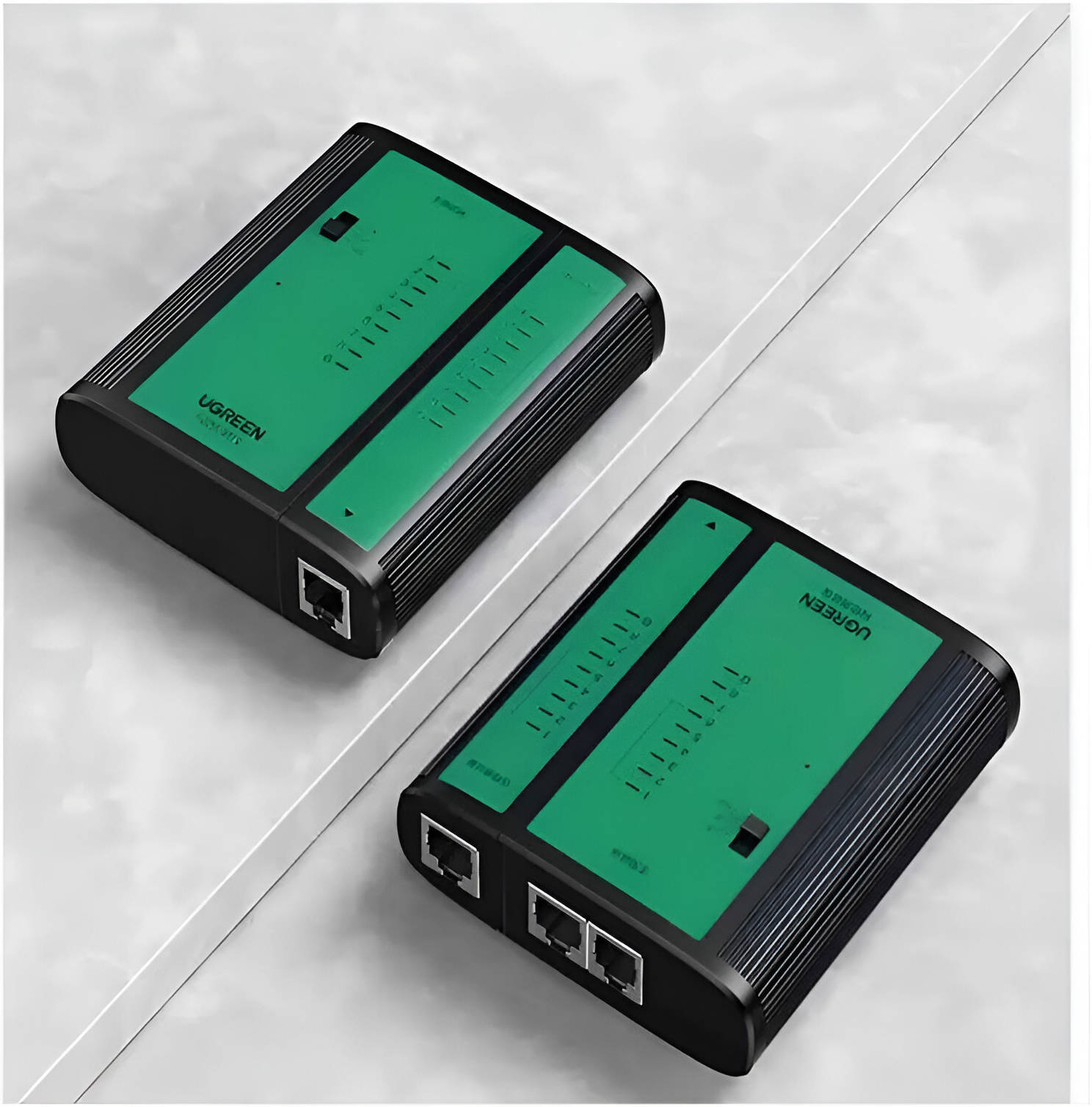 GREEN NW167 Network & Telephone Cable Tester, x1 8P8C RJ45 & x1 6P6C RJ12 Output, 1x 8P8C RJ45 & x1 6P6C RJ12 Input, Indicator Light, BNC Coaxial Cable Test Ethernet, Black - فاحص للاثرنت
