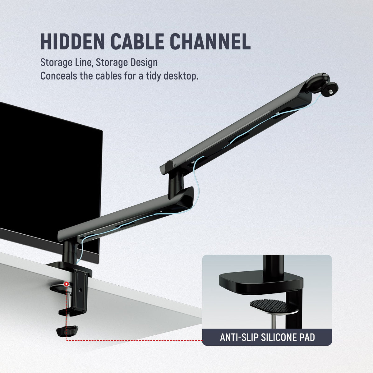 NEEWER MS007 Low Profile Damped Mic Boom Arm (Under-Monitor Design, 360° Ball Head, Cable Management, 1.5kg Load) - ستاند للمايك