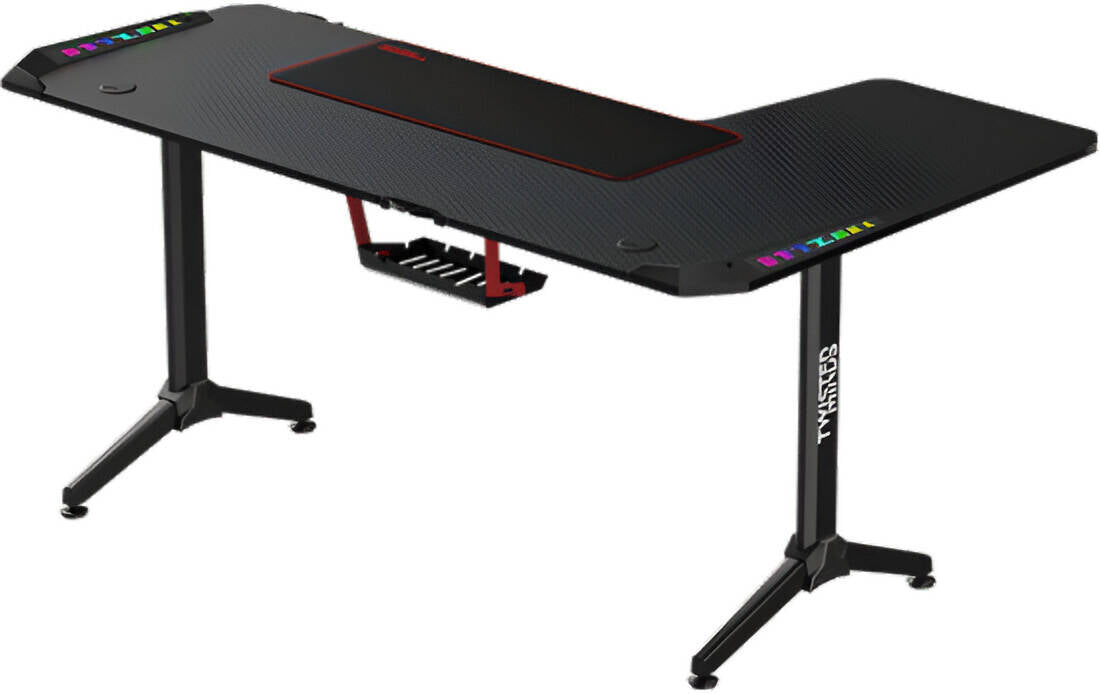 Twisted Minds Warrior L Shaped Left Gaming Desk, 160CM*100CM*75CM Size Black - طاوله زاويه سوداء