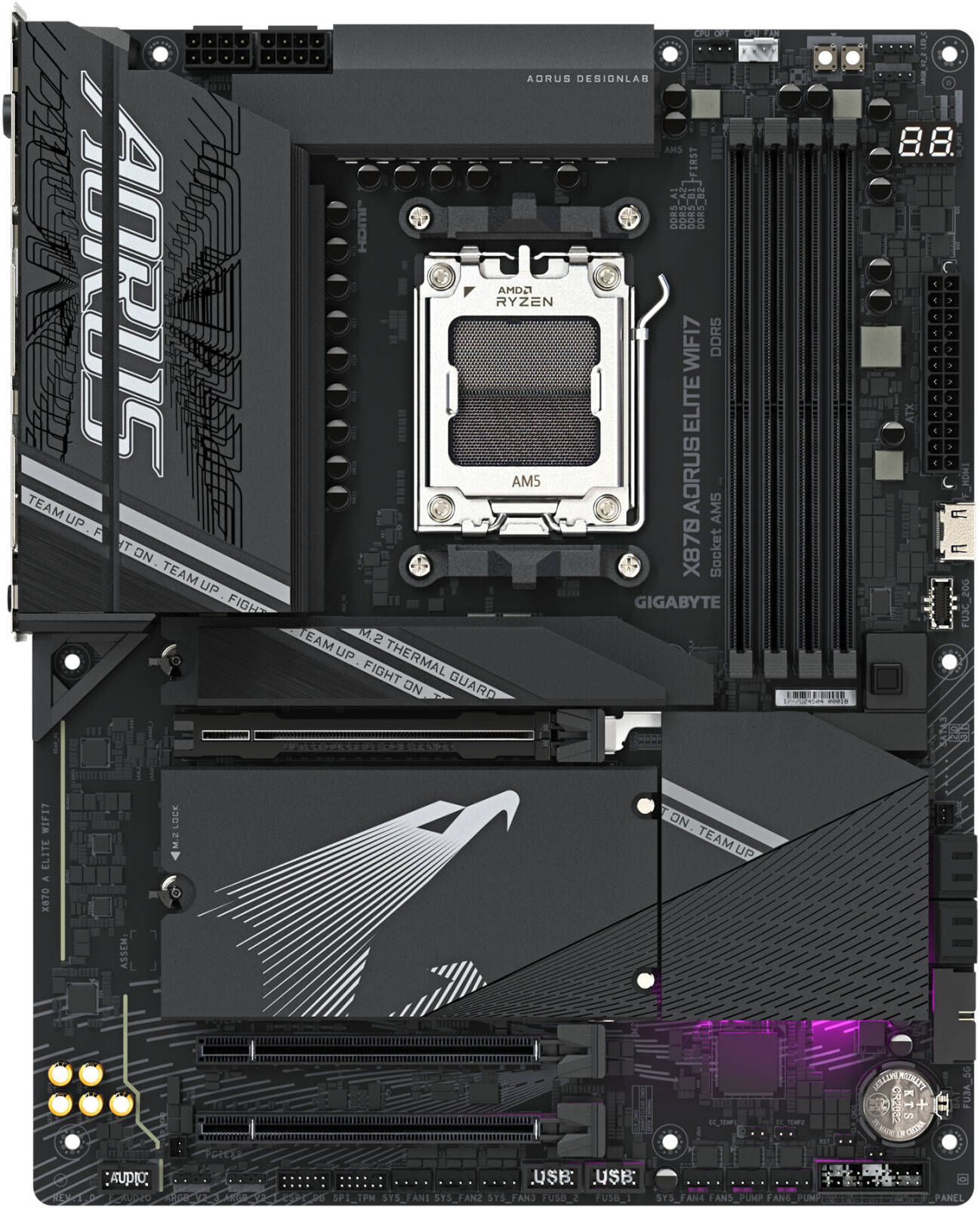 GIGABYTE X870 Aorus Elite Wifi7 AM5 ATX Motherboard, AMD X870 Chipset DDR5 - لوحه ام
