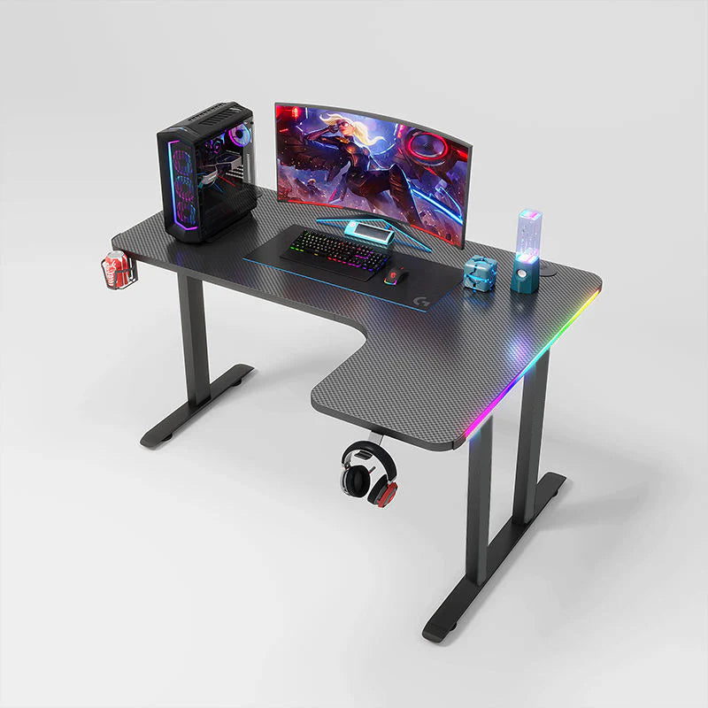 Epic Gamers Pro Gaming RIGHT / LEFT Corner ARGB Desk w/ Remote Control - Black - طاولة Epic Gamers Pro Gaming RIGHT / LEFT Corner ARGB Desk w/ Remote Control - Black - طاولة