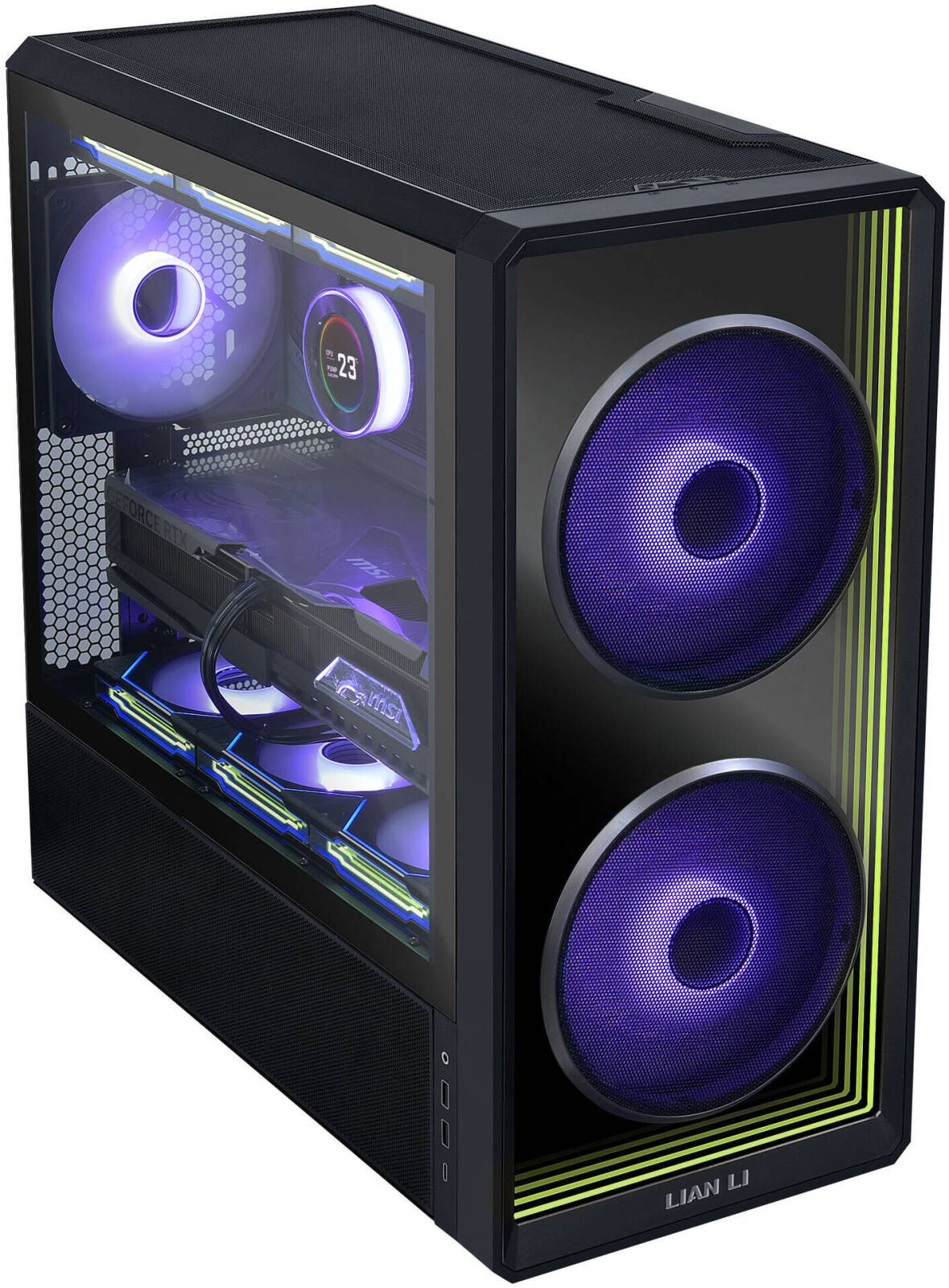 Lian Li LANCOOL 217 INF Infinity Mirror Computer Case, Mid-Tower ATX PC Case with Pre-Installed Fans, Black - كيس اسود