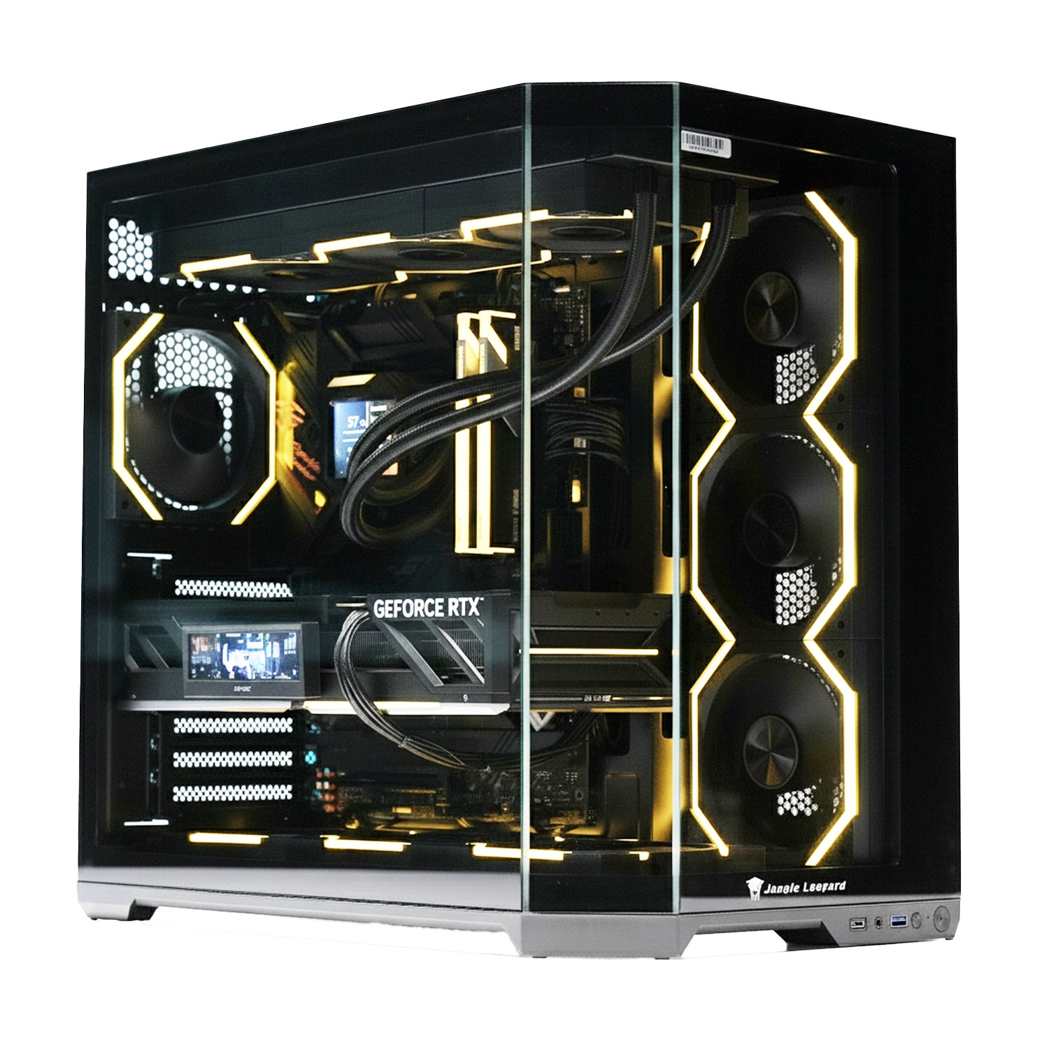 JUNGLE LEOPARD ( As-01 ) ATX Mid Tower Gaming Case Black with 4 Galaxy Fans (With Type-C) - كيس