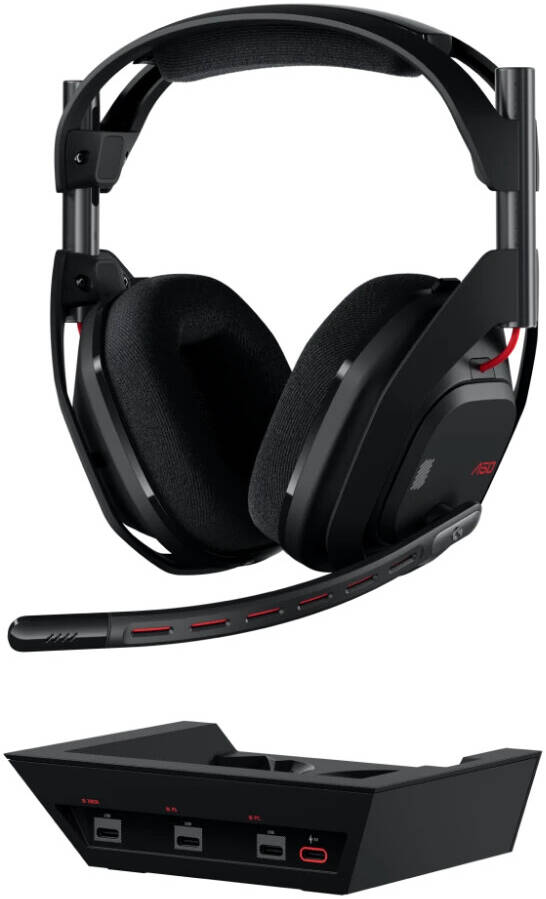 Logitech Astro A50 LIGHTSPEED Wireless Gaming Headset + Base Station (Gen 5), PRO-G GRAPHENE, Switch Between 3 Systems, USB-C to Xbox, PS5, PC/Mac or Nintendo Switch, Bluetooth, Black - سماعه قيمنق لاسلكيه