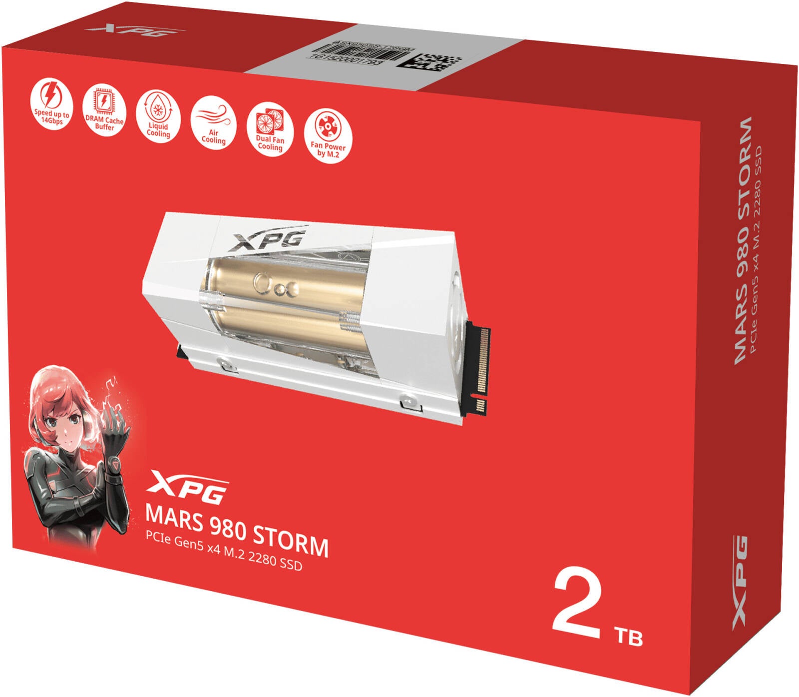 Adata XPG Mars 980 Storm 2TB M.2 2280 Internal SSD, 14000 MB/s Read Speed & 13000 MB/s Write Speed, 3D NAND Flash, 4x PCIe Gen5 Interface, Advanced LDPC ECC Technology - تخزين سريع