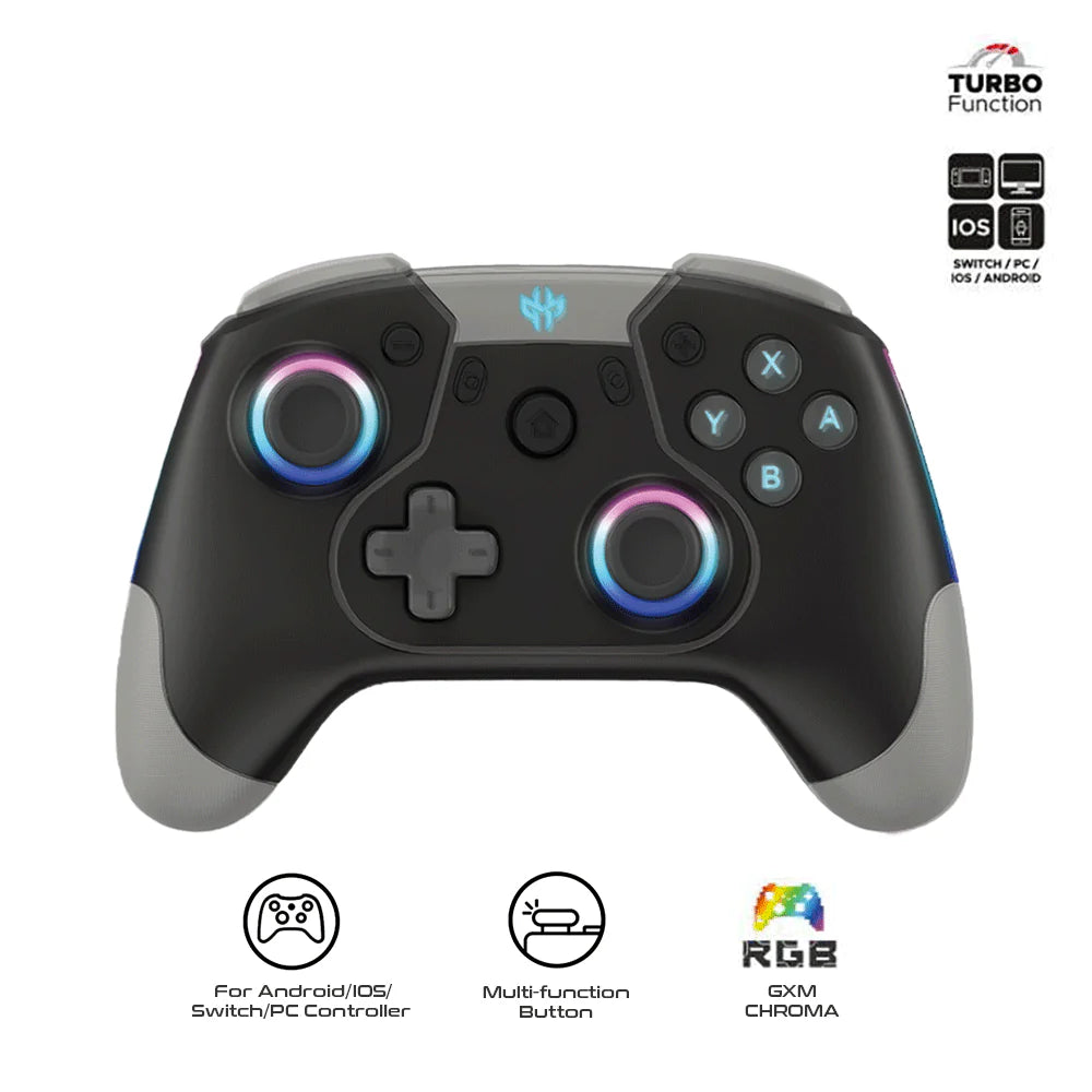 GXM Alpha Pro Wireless Controller RGB, 6-Axis Drive, Wired & Wireless Connectivity For Nintendo Switch/Android/IOS/PC Black - وحدة تحكم