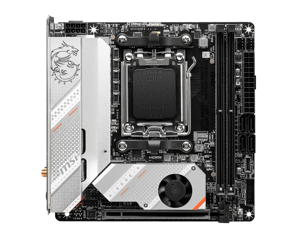 MSI MPG B650I EDGE WIFI, AM5, DDR5 Gaming Motherboard, Mini-ITX White - لوحه ام