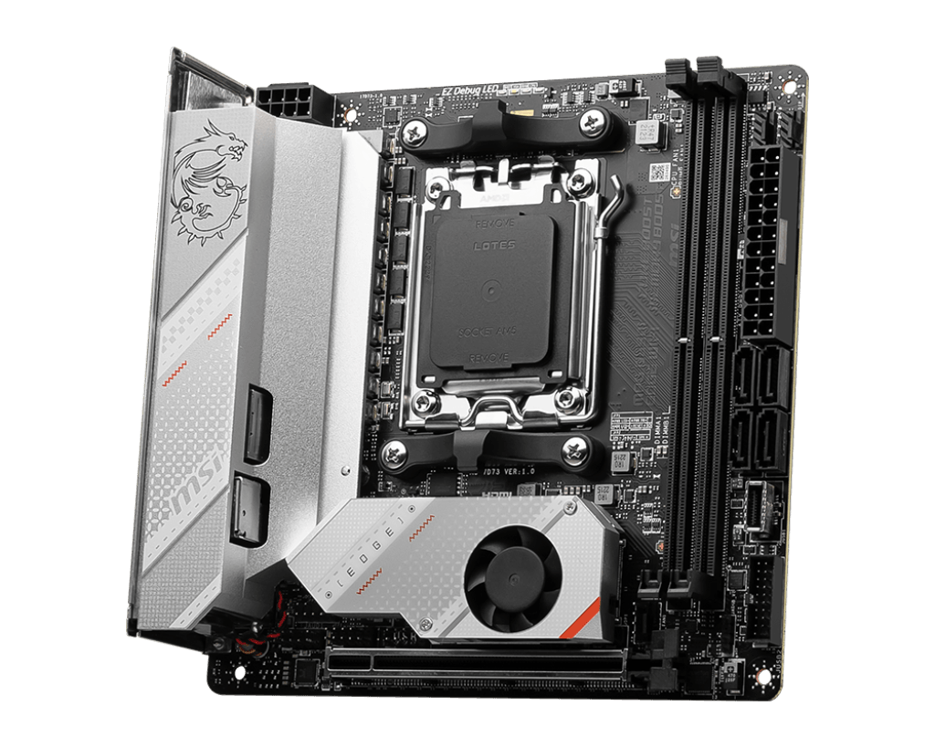 MSI MPG B650I EDGE WIFI, AM5, DDR5 Gaming Motherboard, Mini-ITX White - لوحه ام