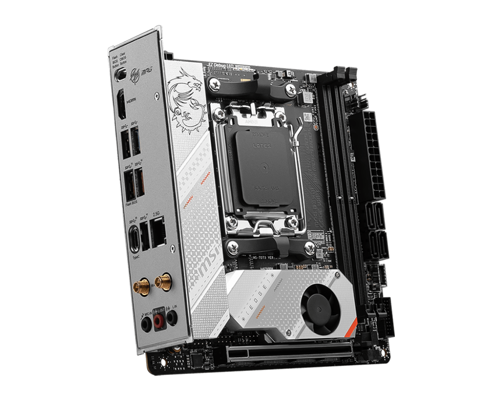 MSI MPG B650I EDGE WIFI, AM5, DDR5 Gaming Motherboard, Mini-ITX White - لوحه ام
