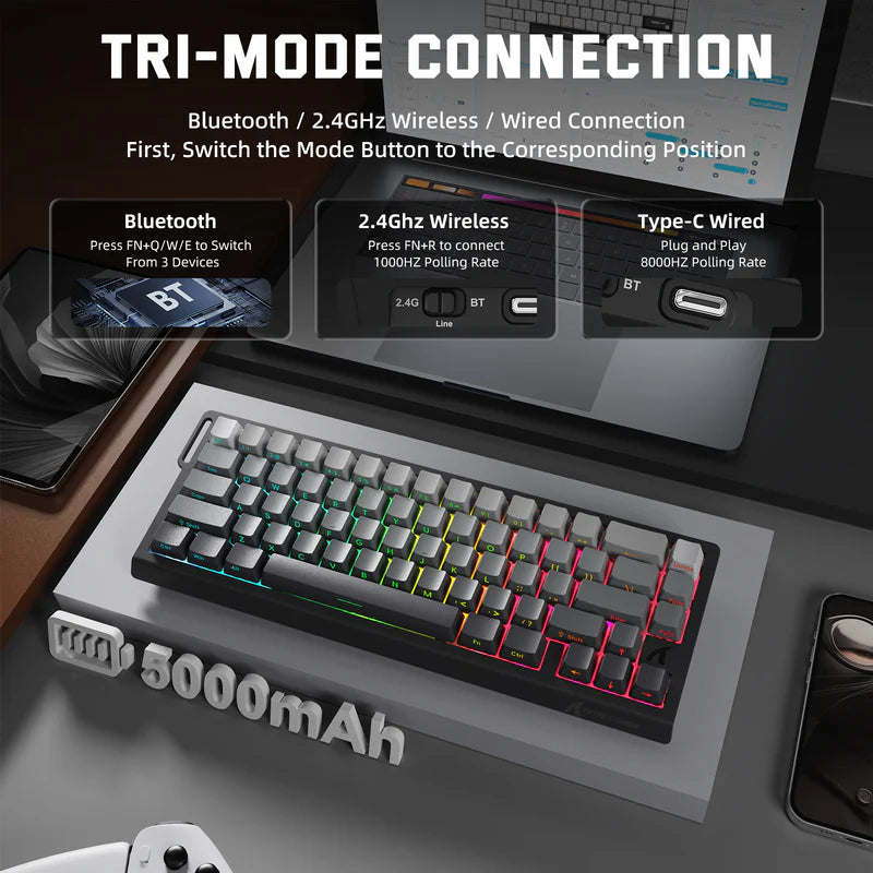 ATTACK SHARK X68PRO HE Wireless Keyboard Magnetic Switch, Moonlit Night -  كيبورد احترافي وايرليس