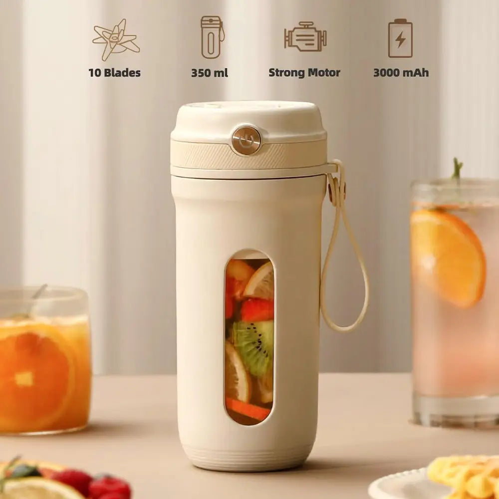 CEOOL Portable Juicer 10-Blade Portable Electric Blender, 350ML USB Rechargeable Smoothie Maker, Juicer, and Fruit Mixer - خلاط فواكه محمول