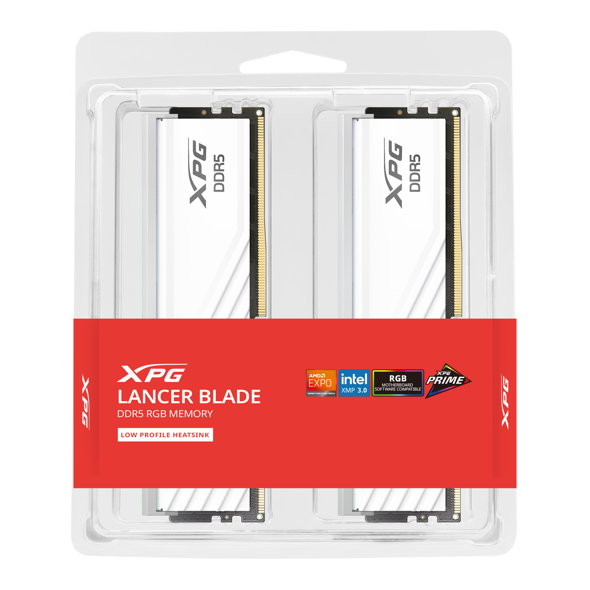 XPG Lancer Blade 32GB (2x16GB) DDR5 6000MHz CL48 White RGB Memory Kit, Intel XMP 3.0 & AMD EXPO - رامات