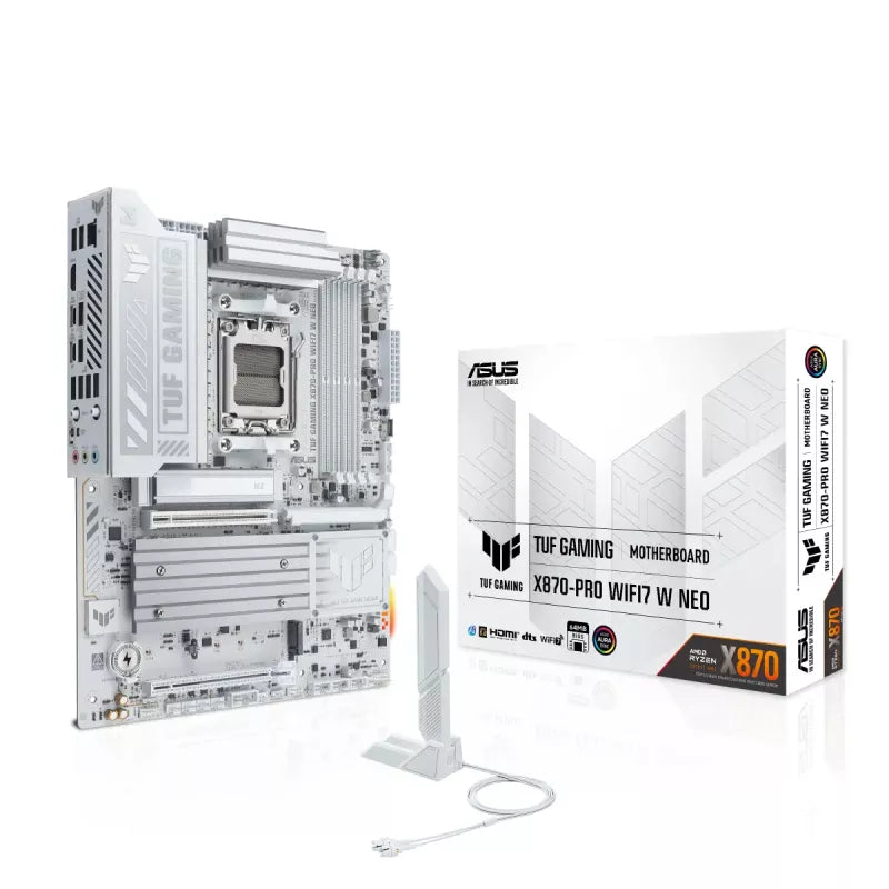 ASUS TUF GAMING X870 PRO WIFI7 W NEO Motherboard (AMD AM5, DDR5, Wi-Fi 7) White Motherboard - لوحة أم بيضاء
