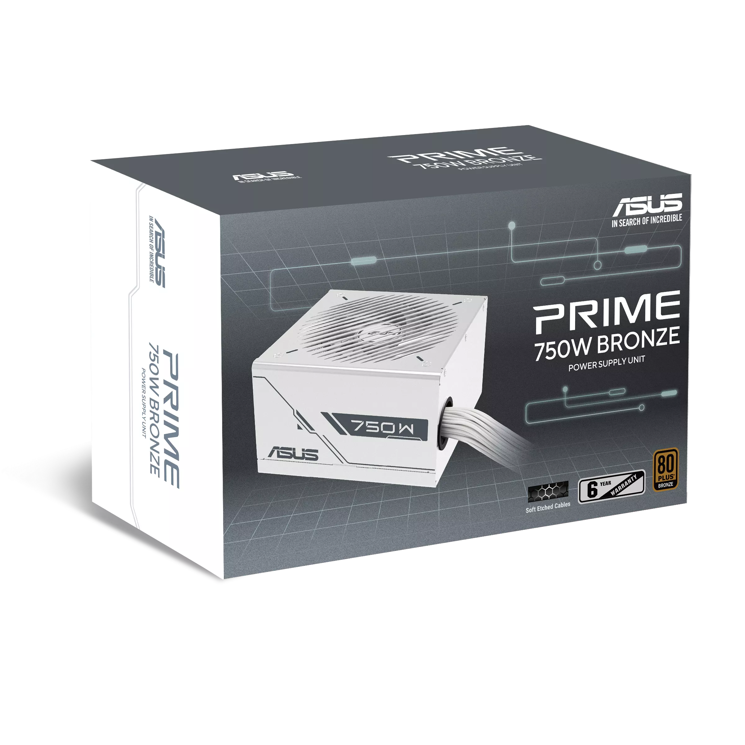 ASUS Prime 750W Bronze White Edition Power Supply (750W PSU, 80+ Bronze, ATX, White PC Power Supply) - مزود طاقة