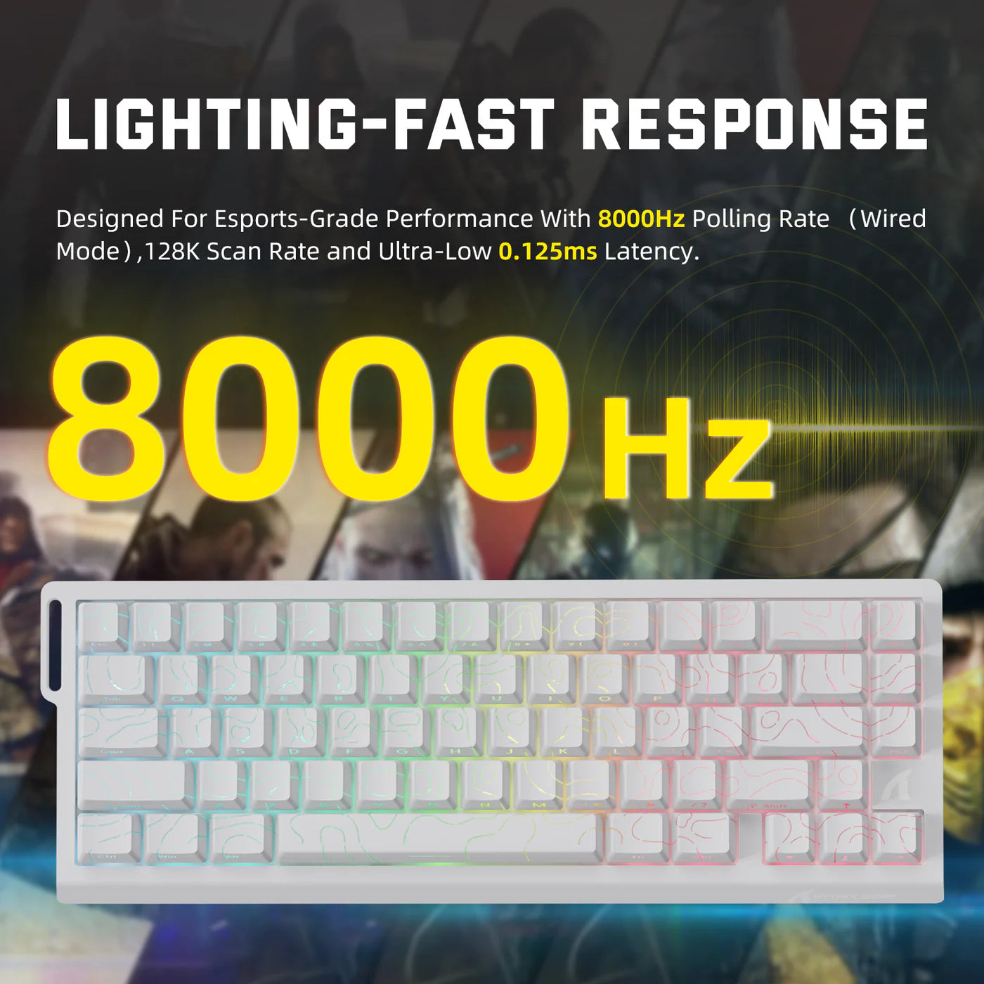 ATTACK SHARK X68PRO HE Wireless Rapid Trigger Keyboard Magnetic Switch White Contours - كيبورد ميكانيكي أبيض
