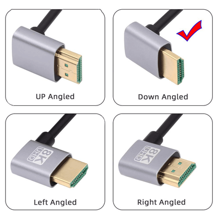 كابل Xiwai 8K HDMI بطول 0.5 متر 4K فائق المرونة رفيع بزاوية 90 درجة من النوع A ذكر إلى ذكر لجهاز كمبيوتر HDTV وجهاز عرض مسرح منزلي 