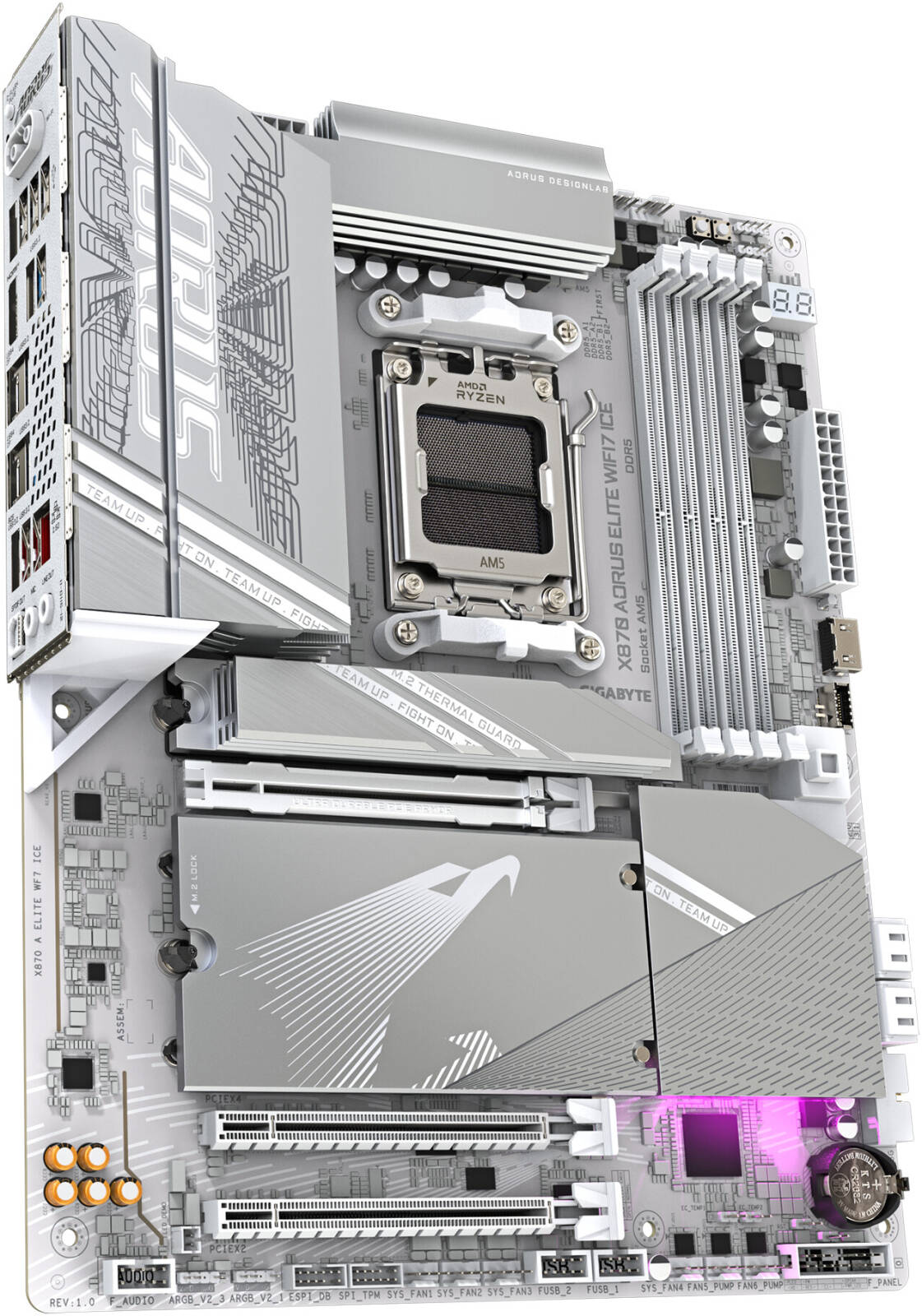 GIGABYTE X870 Aorus Elite WiFi7 ICE AM5 DDR5 ATX Motherboard, AMD X870 White - لوحه ام بيضاء
