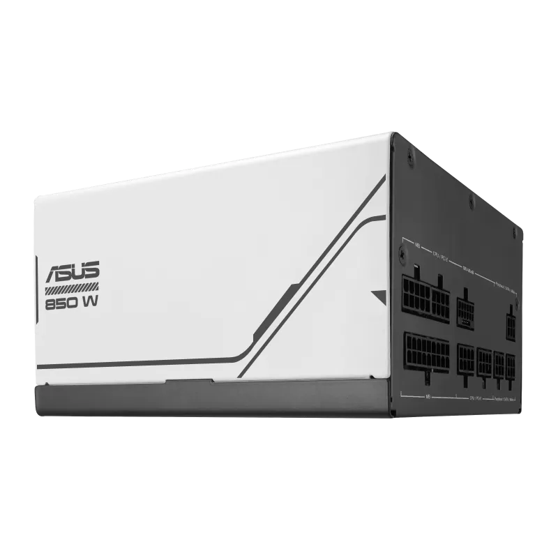ASUS Prime AP-850G Fully Modular ATX Power Supply, 850W Power, 80 Plus Gold Efficiency, Active PFC, ATX 3.0 Compatible, Dual-Ball Fan Bearings, White - مزود الطاقة