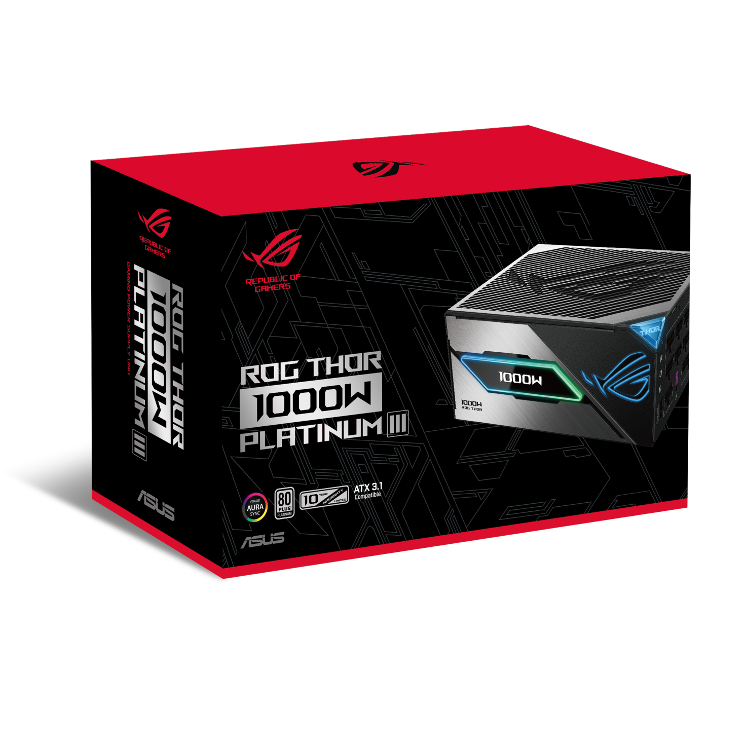 ASUS ROG THOR 1000 Platinum 3 GAMING Power Supply (80 Plus Platinum Certified, ATX 3.1, Magnetic OLED Display, Turbo Mode) - مزود الطاقة