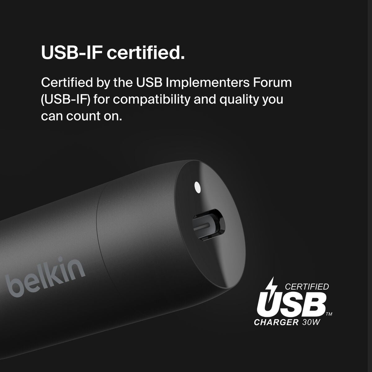 Belkin BoostCharge 30W USB-C PD Car Charger with 1m USB-C to USB-C Cable, PPS, Black