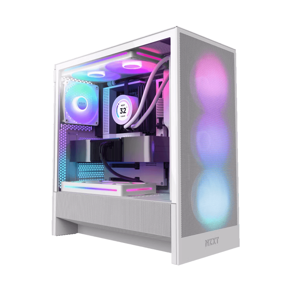 NZXT H5 FLOW RGB Edition Compact 2024 DUAL-CHAMBER ATX White Case - كيس أبيض NZXT H5 FLOW RGB Edition Compact 2024 DUAL-CHAMBER ATX White Case - كيس أبيض