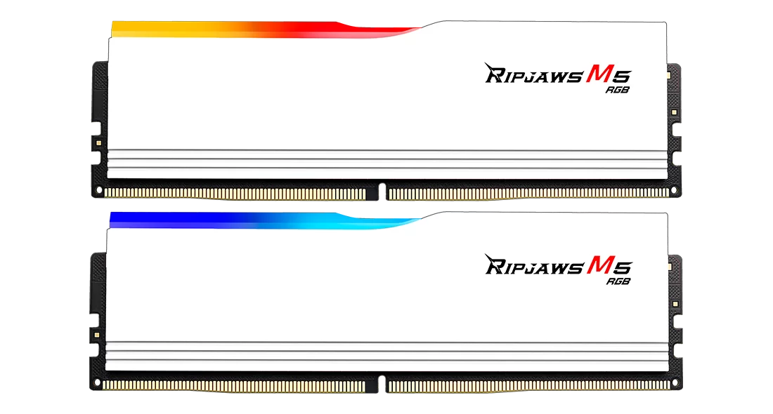 G.Skill Ripjaws M5 32GB (2x16GB) DDR5-6000 CL36-36-36-96 - RGB Intel XMP / AMD EXPO White - رام