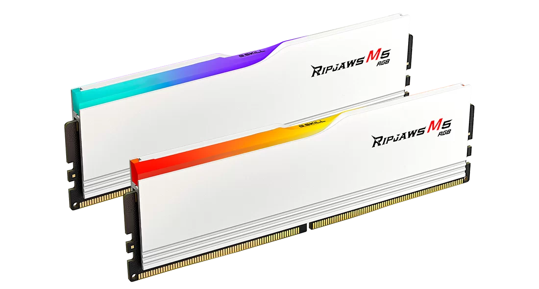 G.Skill Ripjaws M5 32GB (2x16GB) DDR5-6000 CL36-36-36-96 - RGB Intel XMP / AMD EXPO White - رام