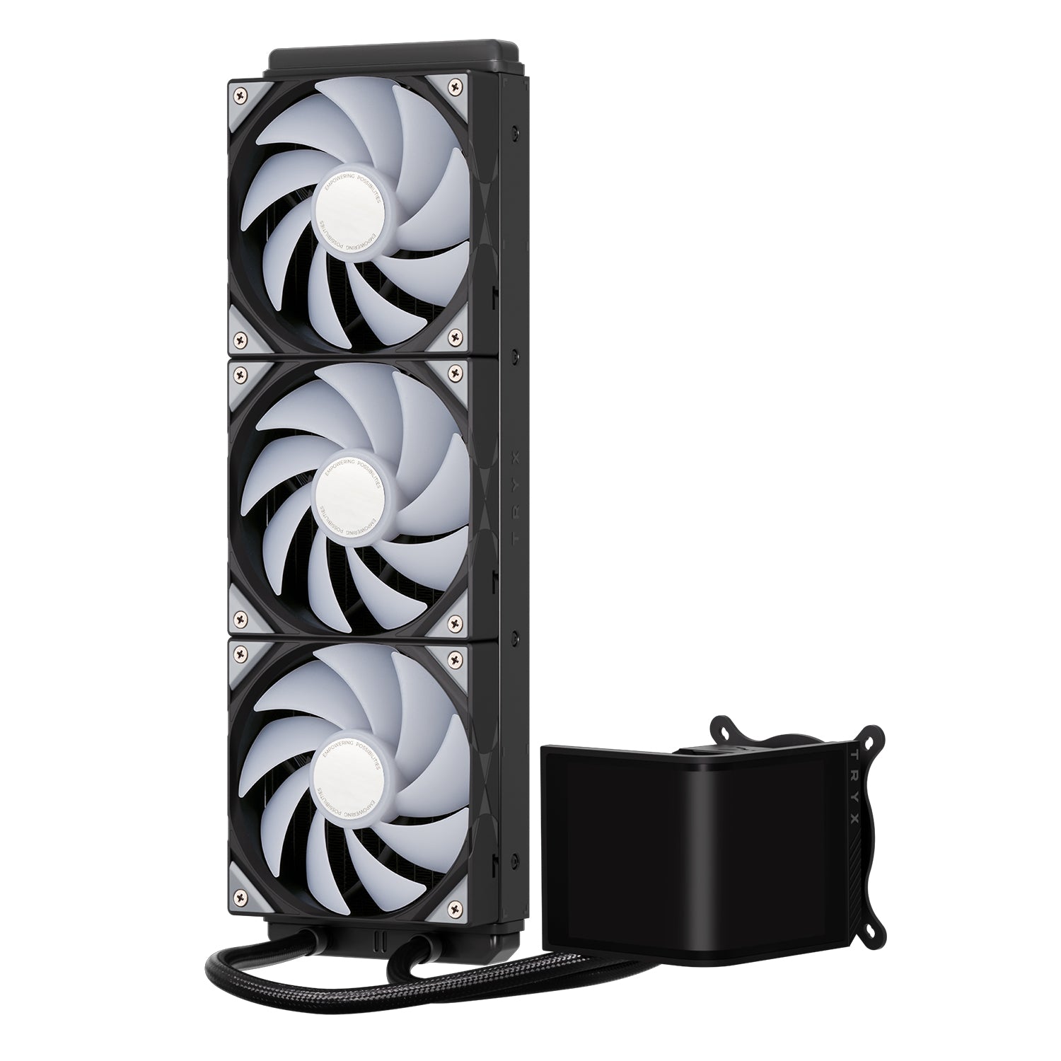 TRYX Panorama SE 360 ARGB 360mm AIO Rotatable 6.67'' AMOLED Curved Screen 3D Anamorphic Effect Customizable AIO Cooler 360mm Asetek Adela Pump 280w TDP ARGB Fan Intel LGA 1851/1700 AMD AM5/AM4 - مبرد مائي مع شاشه