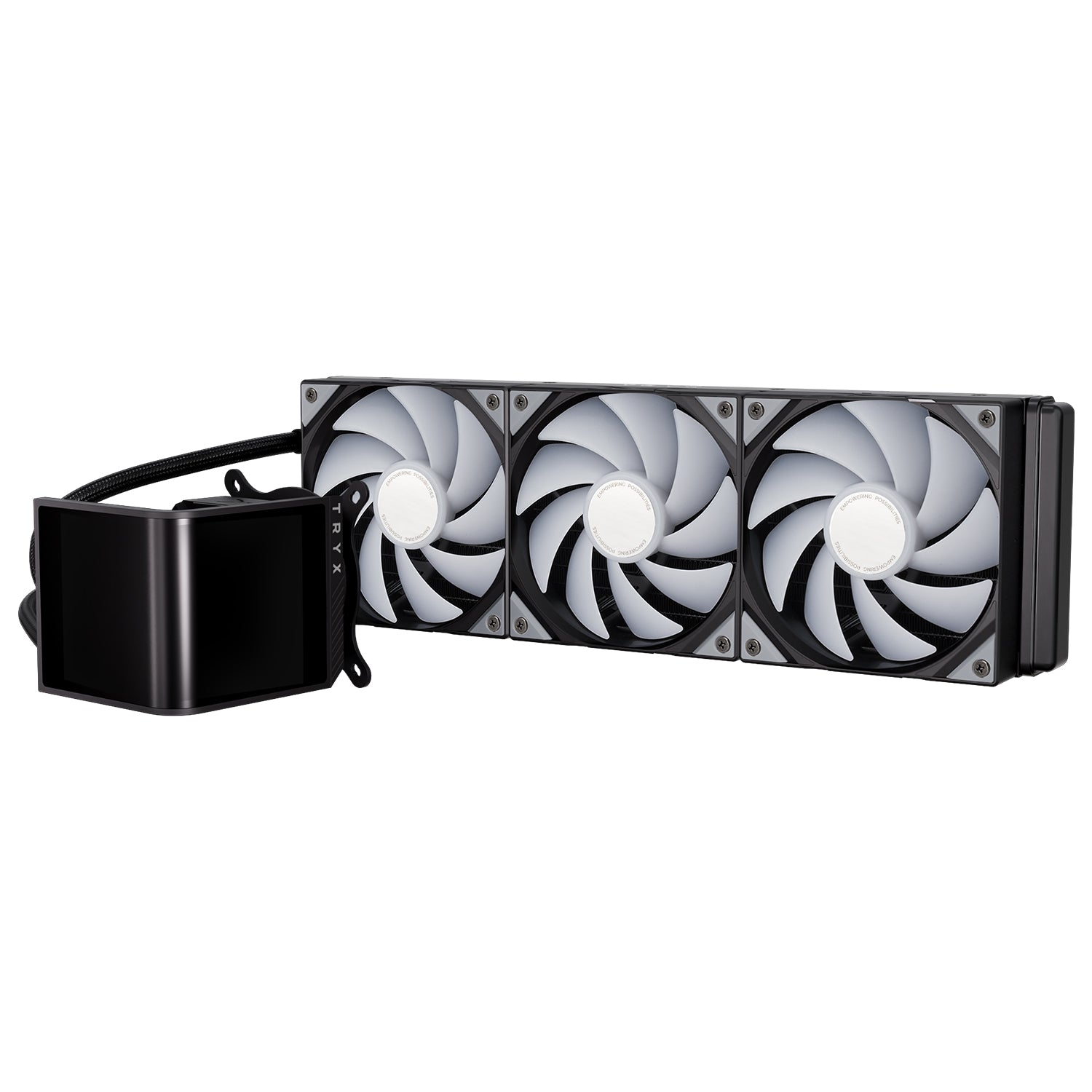 TRYX Panorama SE 360 ARGB 360mm AIO Rotatable 6.67'' AMOLED Curved Screen 3D Anamorphic Effect Customizable AIO Cooler 360mm Asetek Adela Pump 280w TDP ARGB Fan Intel LGA 1851/1700 AMD AM5/AM4 - مبرد مائي مع شاشه