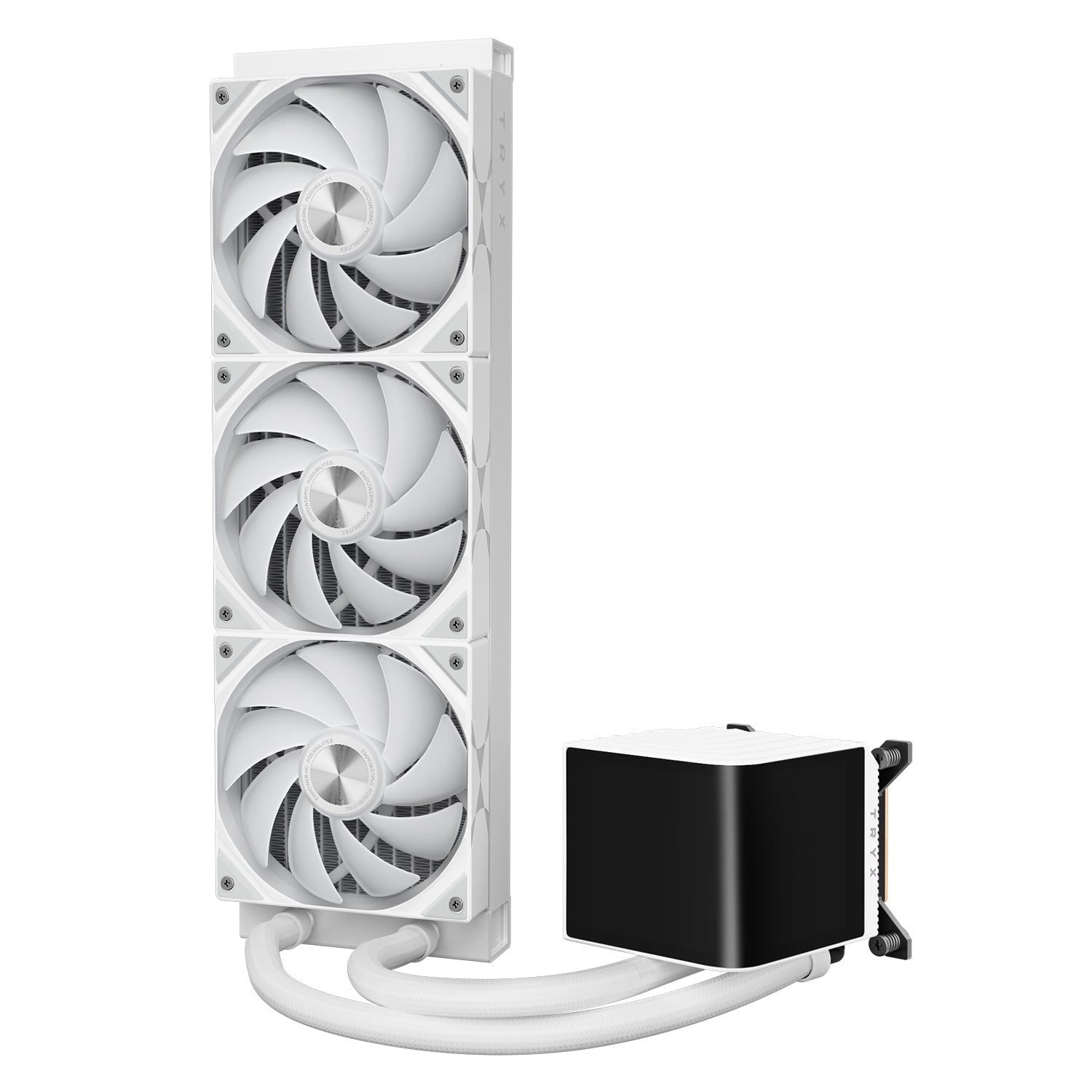 TRYX Panorama SE 360 ARGB 360mm AIO Rotatable 6.67'' AMOLED Curved Screen 3D Anamorphic Effect Customizable AIO Cooler 360mm Asetek Adela Pump 280w TDP ARGB Fan Intel LGA 1851/1700 AMD AM5/AM4 -WHITE - - مبرد مائي مع شاشه أبيض