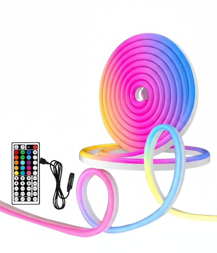 Neon LED Strip , (3M) RGB LED Strip, Silicone Neon Lights Flexible LED Lights Works with APP/Remote Control, Waterproof IP67, Music Sync, Outdoor/Indoor Decoration for Party إضاءة