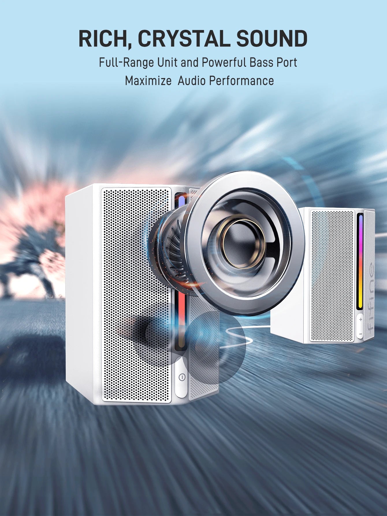 FIFINE Computer Speakers, Desktop PC Speakers with Volume Control, RGB Gaming Loudspeakers Wired with 3.5mm Aux Audio Cable for Laptop Monitor Phone Tablet-AmpliGame A20  مكبر صوت