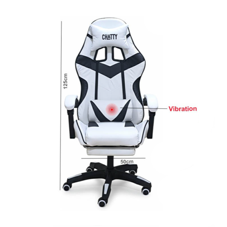 Chatty Adjustable gaming chair with retractable footrest