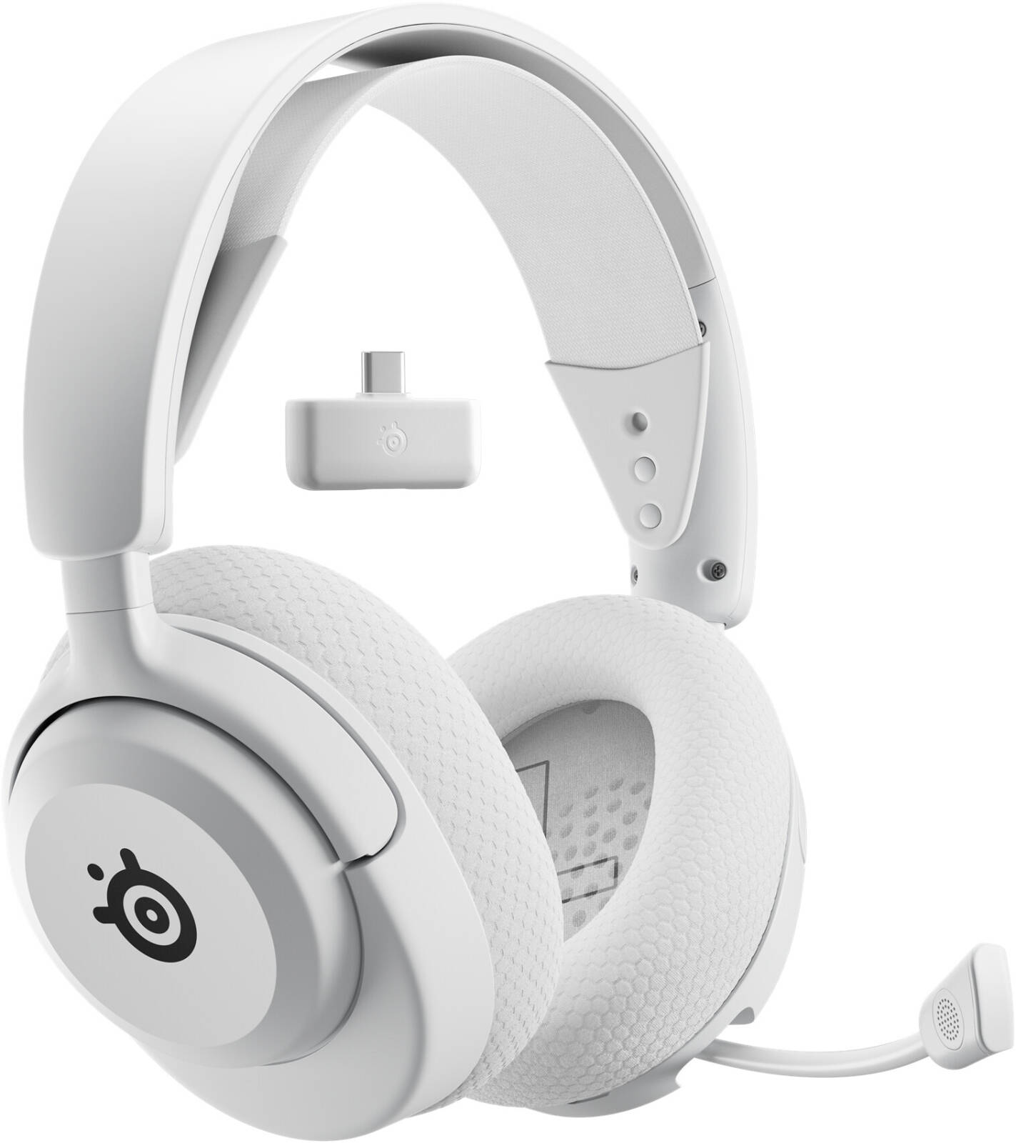SteelSeries Arctis Nova 5P Wireless Headphones, 40mm Neodymium Drivers, ClearCast Gen 2.x, Retractable Boom, 360° Spatial Audio, Quick-Switch Wireless, White ( PC / PS5) - سماعه قيمنق لاسلكيه بيضاء