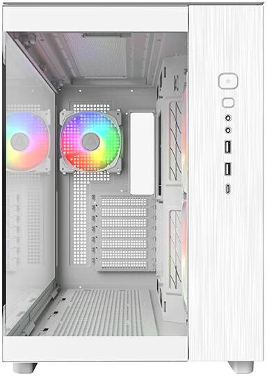 Montech KING 65 PRO ATX Computer Case, 3x ARGB PWM Pre-Installed Fans, White - كيس أبيض