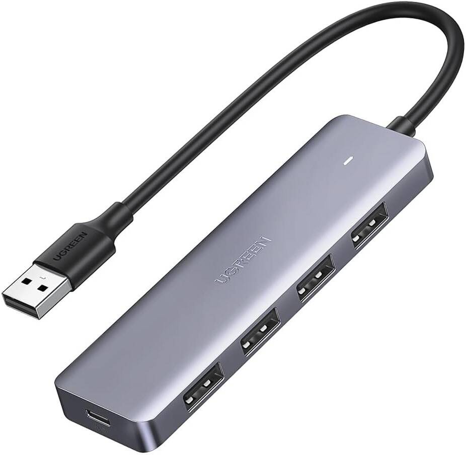 UGREEN 4-Port USB 3.0 Hub + Powered by USB-C, Metal Plated Shell, Ultra Slim-موزع منافذ