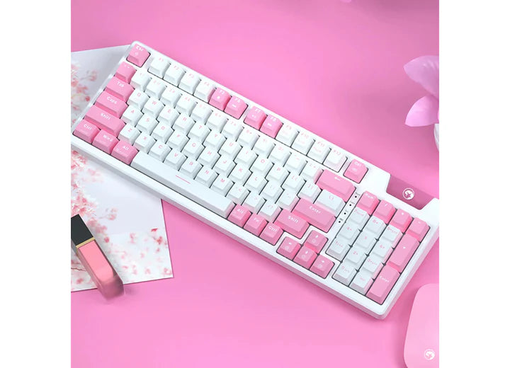 MARVO KG972W PK+WH Wired & Wireless Mode Gasket Mechanical Gaming Keyboard- Pink